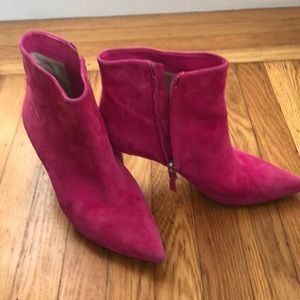 Hot pink suede booties